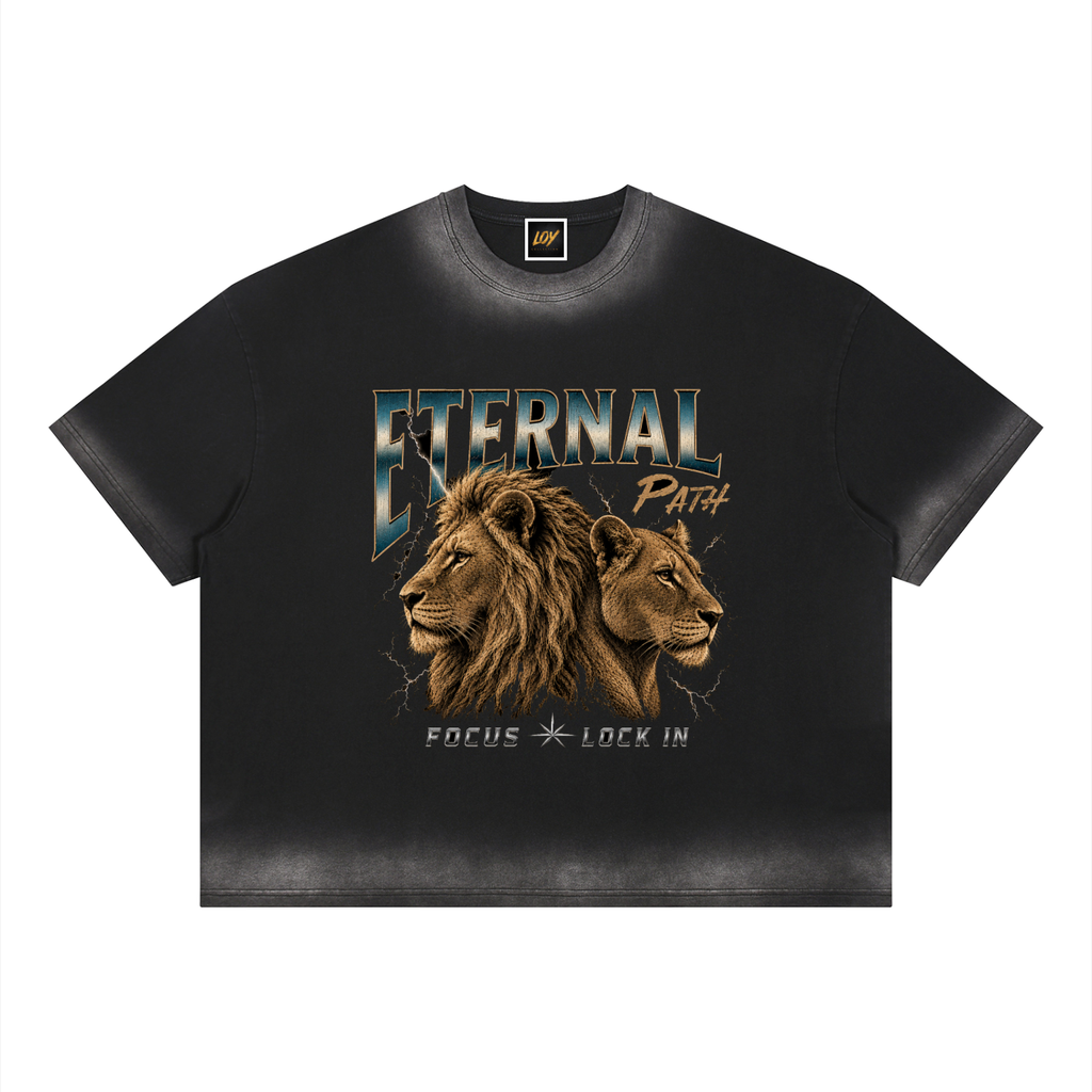 Eternal Path |Unisex Boxy Sunfade Graphic Tee